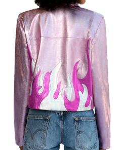Have It All Taylor Tomlinson Pink Jacket - Have It All Taylor Tomlinson - Women's Pink Leather Jacket - Back View