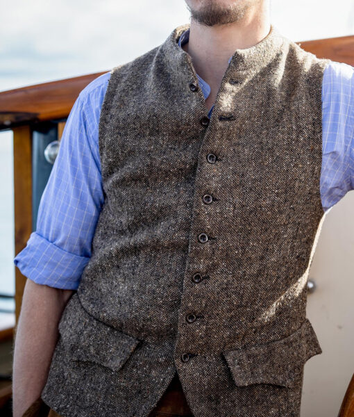 Hero Fiennes The Ministry of Ungentlemanly Warfare Tweed Vest - Hero Fiennes The Ministry of Ungentlemanly Warfare - Men's Tweed Vest - Front View