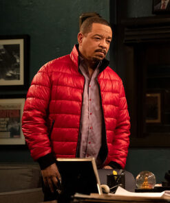 Ice-T Law & Order SVU Fin Mens Red Puffer Jacket - Mens Red Puffer Jacket - Front View4