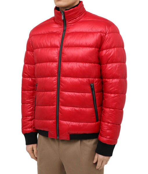 Ice-T Law & Order SVU Fin Mens Red Puffer Jacket - Mens Red Puffer Jacket - Front View3