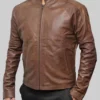 Jack Reacher Tom Cruise Brown Leather Jacket-Front View