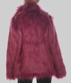 Jennifer Lopez Maroon Fur Jacket