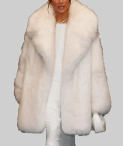 Jennifer Lopez White Fur Coat-Front View