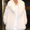 Jennifer Lopez White Fur Coat - Jennifer Lopez SNL After Party - Women's White Fur Coat - Front View