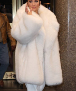 Jennifer Lopez White Fur Coat - Jennifer Lopez SNL After Party - Women's White Fur Coat - Front View2