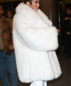 Jennifer Lopez White Fur Coat - Jennifer Lopez SNL After Party - Women's White Fur Coat - Side View2