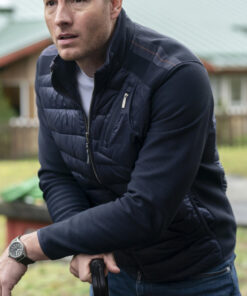 Justin Hartley Tracker Colter Shaw Mens Blue Quilted Jacket - Mens Blue Quilted Jacket - Front View