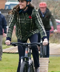 Kate Middleton Womens Green Quilted Jacket - Womens Green Quilted Jacket - Front View2
