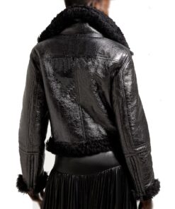 Kathryn Newton Black Leather Jacket - Kathryn Newton Left hotel in New York - Women's Black Leather Jacket - Back View