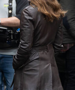 Keira Knightley Brown Leather Coat - Keira Knightley - Women's Brown Leather Coat - Front View4