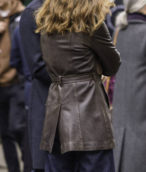 Keira Knightley Brown Leather Coat - Keira Knightley - Women's Brown Leather Coat - Back View