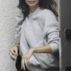 Kendall Jenner Gray Fleece Jacket - Kendall Jenner Seen After Pilates Workout In Los Angeles - Women's Gray Fleece Jacket - Side2 View