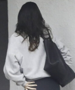 Kendall Jenner Gray Fleece Jacket - Kendall Jenner Seen After Pilates Workout In Los Angeles - Women's Gray Fleece Jacket - Back View
