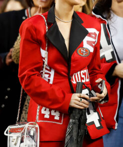 Kristin Juszczyk 49ers Womens Red Blazer - Womens Red Blazer- Front View2