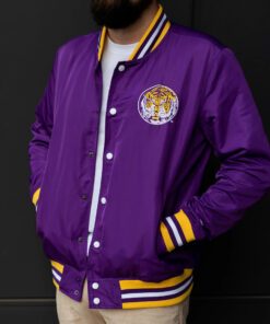 LSU Tigers Mens Purple Varsity Jacket - Mens Purple Varsity Jacket - Front View3
