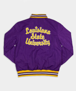 LSU Tigers Mens Purple Varsity Jacket - Mens Purple Varsity Jacket - Back View2