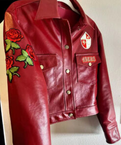 Lana Del Rey Red Leather Jacket - Super Bowl Lana Del Rey - Super Bowl Lana Del Rey - Women's Red Leather Jacket - Front View2