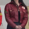 Lana Del Rey Red Leather Jacket - Super Bowl Lana Del Rey - Super Bowl Lana Del Rey - Women's Red Leather Jacket - Front View3