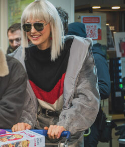 Lilly Krug April X Grey Shearling Jacket | NYC Jackets