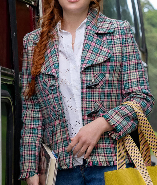 Lindsay Lohan Irish Wish Maddie Kelly Womens Checkered Pattern Jacket - Womens Checkered Pattern Jacket - Front View2