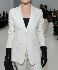 Lucy Hale Womens White Blazer - Womens White Blazer - Front View