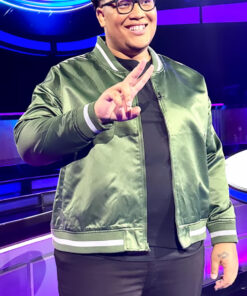 Marquis Stewart I Can See Your Voice Mens Green Bomber Jacket - Mens Green Bomber Jacket - Front View