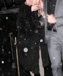 Megan Fox Black Fur Coat - Megan Grammy After Party At Fleur Room - Women's Black Fur Coat