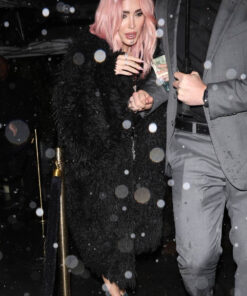 Megan Fox Black Fur Coat - Megan Grammy After Party At Fleur Room - Women's Black Fur Coat