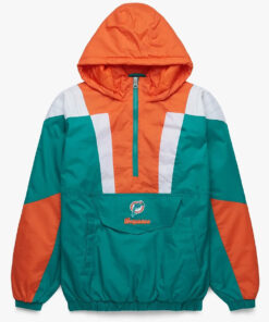 Miami Dolphins Mens Green Hooded Jacket - Mens Green Hooded Jacket - Front View