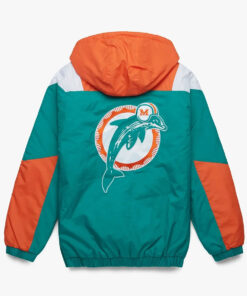 Miami Dolphins Mens Green Hooded Jacket - Mens Green Hooded Jacket - Back View