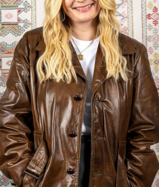 Mischa Barton Masters of the Air Brown Leather Jacket - Mischa Barton Masters of the Air Brown Leather Jacket - Women's Brown Leather Jacket - Front View2