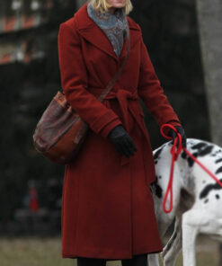 Naomi Watts Red Trench Coat - Naomi Watts On Set For Upcoming Movie The Friend in New York - Women's Red Trench Coat - Side View