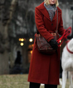 Naomi Watts Red Trench Coat - Naomi Watts On Set For Upcoming Movie The Friend in New York - Women's Red Trench Coat - Front View3