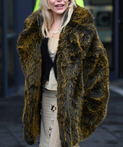Paloma Faith Womens Brown Fur Coat - Womens Brown Fur Coat - Front VIew