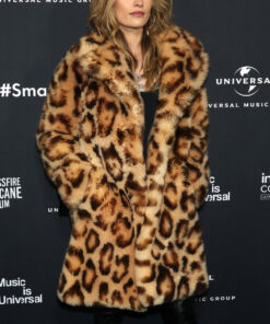 Paris Jackson Leopard Fur Coat- Paris Jackson Attends Universal Music Groups - Women's Leopard Fur Coat - Front View3