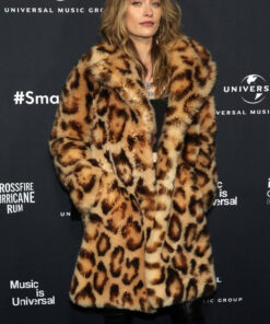 Paris Jackson Leopard Fur Coat- Paris Jackson Attends Universal Music Groups - Women's Leopard Fur Coat - Front View2