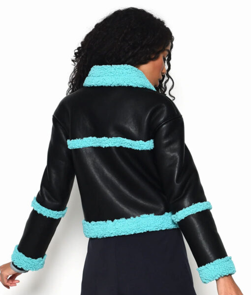 Renée Elise Girls5eva Leather Jacket - Renée Elise Girls5eva Wickie Roy - Women's Black Leather Jacket - Back View