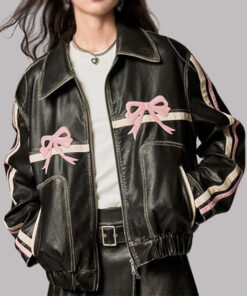 Retro Marina Black Leather Jacket - Clearance Sale