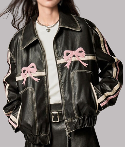 Retro Marina Black Leather Jacket - Clearance Sale