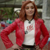 Salena Qureshi Monster High 2 Red Leather Jacket - Salena Qureshi Monster High 2 Toralei Stripe - Women's Red Leather Jacket - Front View