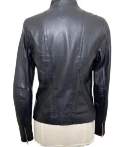 Sara Ramirez Grey's Anatomy Dr. Callie Torres Womens Black Leather Jacket - Womens Black Leather Jacket - Back View
