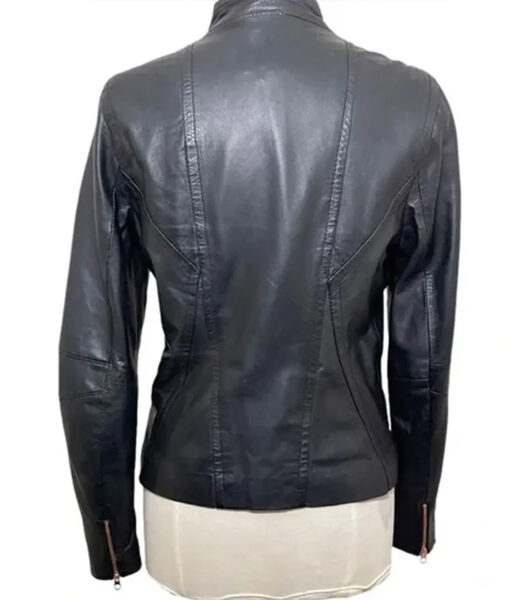 Sara Ramirez Grey's Anatomy Dr. Callie Torres Womens Black Leather Jacket - Womens Black Leather Jacket - Back View