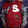 Shaquille O’Neal Red Bomber Jacket - Shaquille O’Neal Super Bowl Party - Women's Red Bomber Jacket - Front View