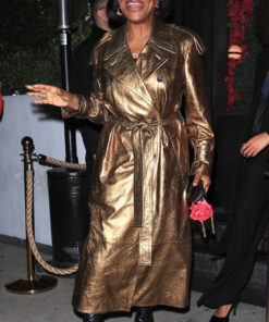 Sheryl Lee Ralph Womens Bronze Leather Trench Coat - Womens Bronze Leather Trench Coat - Front View