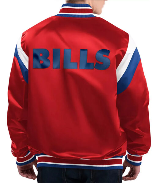 Shutout Buffalo Red Bomber Jacket - Shutout Throwback Buffalo Bills Red Bomber Jacket - Back View