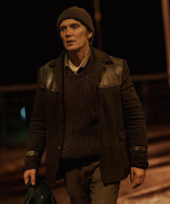 Small Things Like These Cillian Murphy Black Jacket - Cillian Murphy Small Things Like These Black Jacket- Men's Black Wool With Leather Jacket - Front View