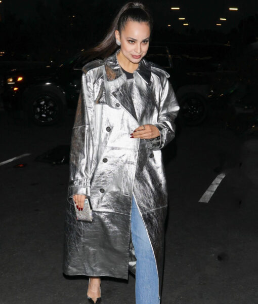 Sofia Carson Silver Trench Coat - Clearance Sale