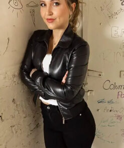 Taylor Tomlinson Have It All Womens Black Leather Jacket - Womens Black Leather Jacket - Front View