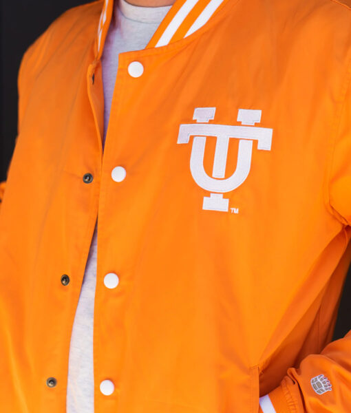 Tennessee Vols Mens Orange Varsity Jacket - Mens Orange Varsity Jacket - Side View