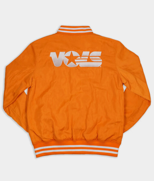 Tennessee Vols Mens Orange Varsity Jacket - Mens Orange Varsity Jacket - Back View